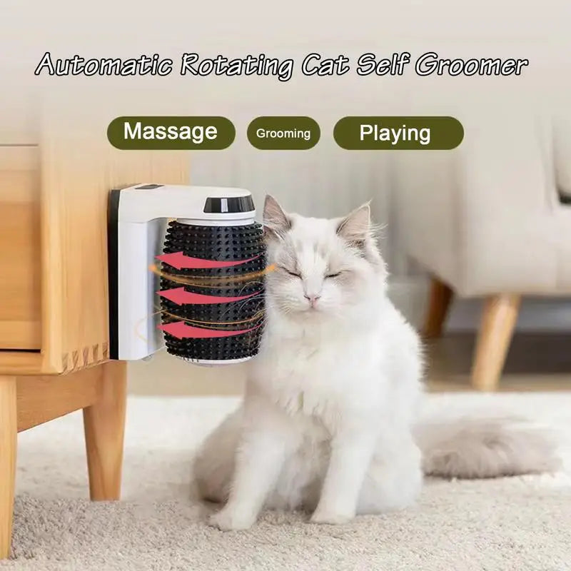 Cat Self-Grooming Corner Brush — Wall-Mount Scratcher with Catnip