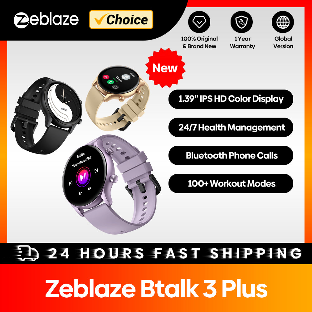 Zeblaze Btalk 3 Plus Smart Watch - Bluetooth Calling, 1.39" HD Display, 100+ Sports Modes, 24/7 Health Monitor, Fitness Tracker for Men & Women
