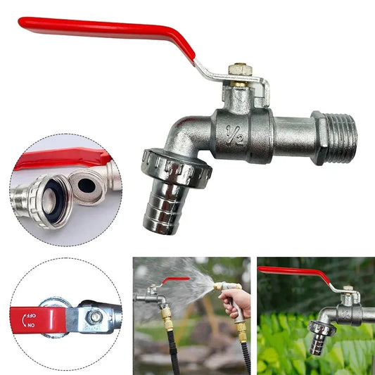 Premium Brass Ball Valve Garden Faucet - Professional Grade 1/2" Outdoor Water Spigot with Dual Control - Heavy Duty Leak-Proof Design for Garden, RV & Pool