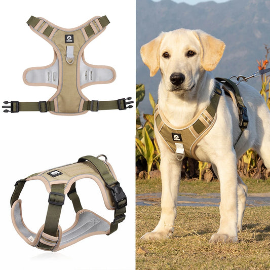 No-pull adjustable reflective dog harness escape-proof