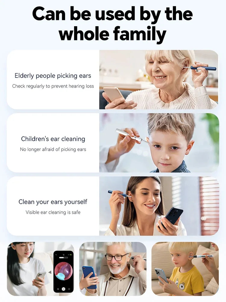 Generation-2,Visual Ear Wax Cleaner Camera Safe Earwax Removal Endoscope Ear Cleaning Tools Ear Care,Black,white styles,Hot sale